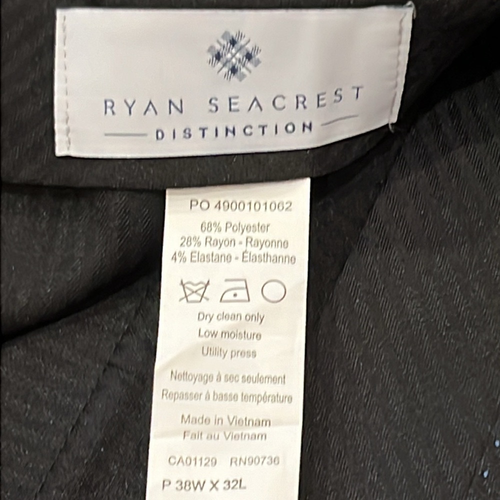 NWT Ryan Seacrest Distinction ‘The Suit Separate’ Pant Black 38Wx32L Career - Picture 13 of 15